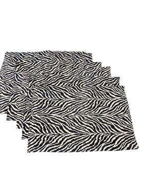 Vintage Fabric Placemats Zebra Print Set Of 6 19" by 12" Rectangle Dinner Home